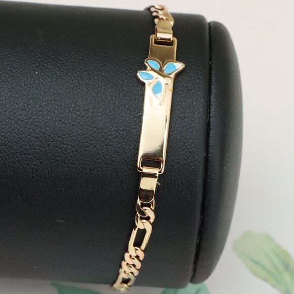 "Elegant Rose Gold Bracelet with Blue Butterfly Charm, XPBL0828 - Picture 1 of 13